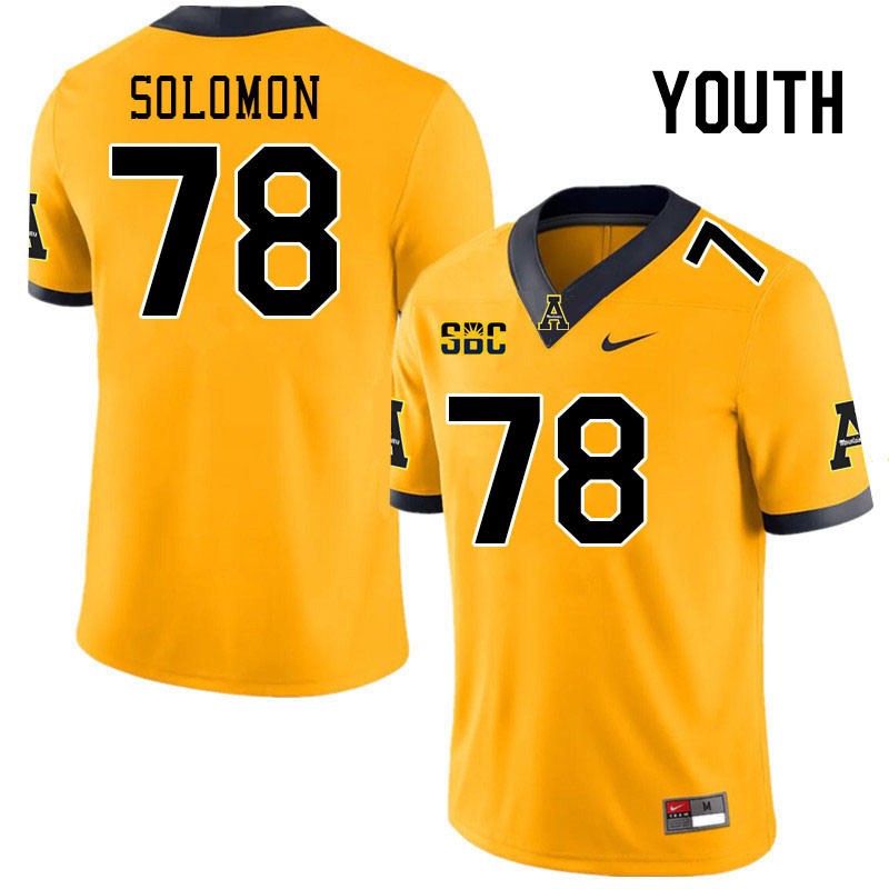 Youth #78 Joseph Solomon Appalachian State Mountaineers College Football Jerseys Stitched Sale-Gold - Click Image to Close